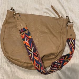 Shura Leah tan bag with colorful strap